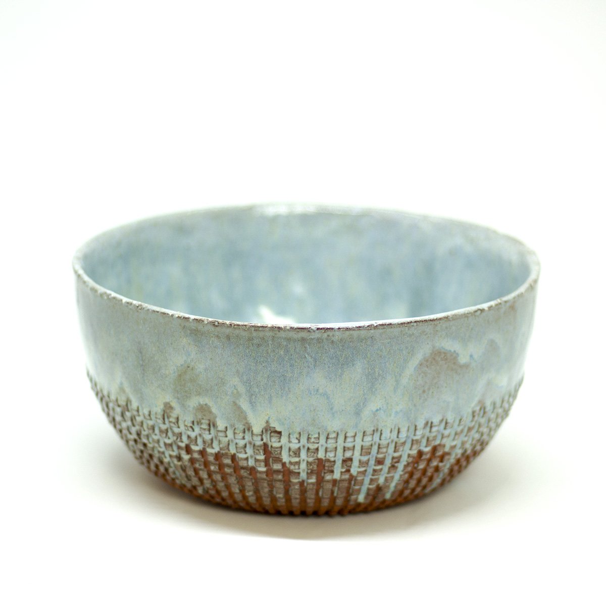 dast kleipers kom blauw keramiek handmade hadngemaakt salad bowl saladekom blue een stip