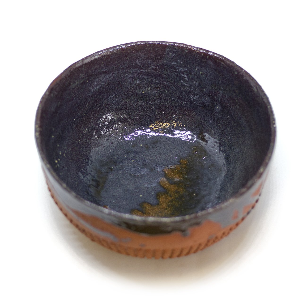 dast kleipers kom groen keramiek handmade hadngemaakt salad bowl saladekom purple paars een stip