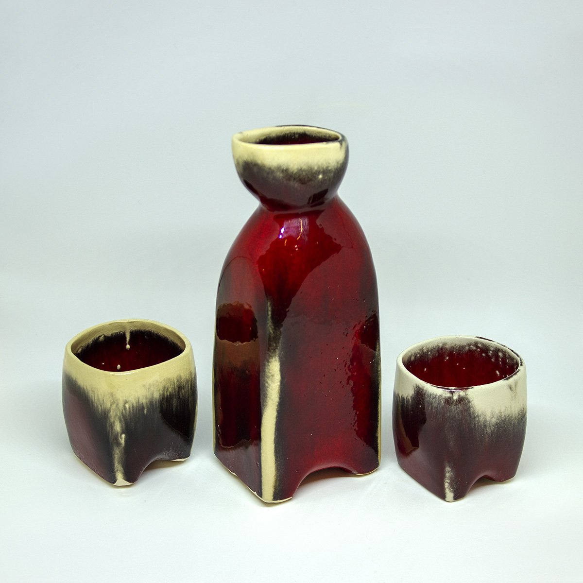 drinking set drinksets drinkkan handgemaakt een stip dast rood kruik kopjes