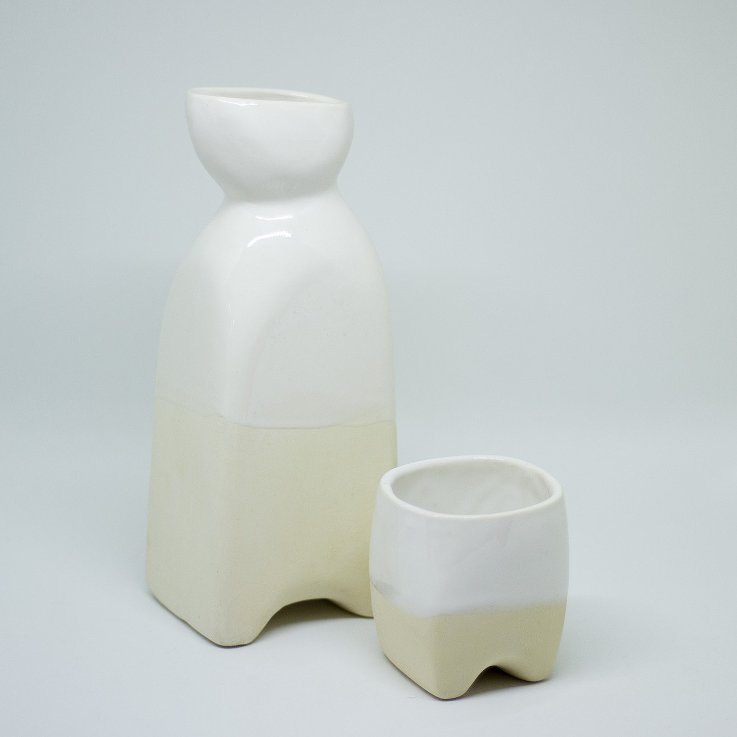 drinking set drinksets drinkkan handgemaakt een stip dast wit kruik kopjes wit