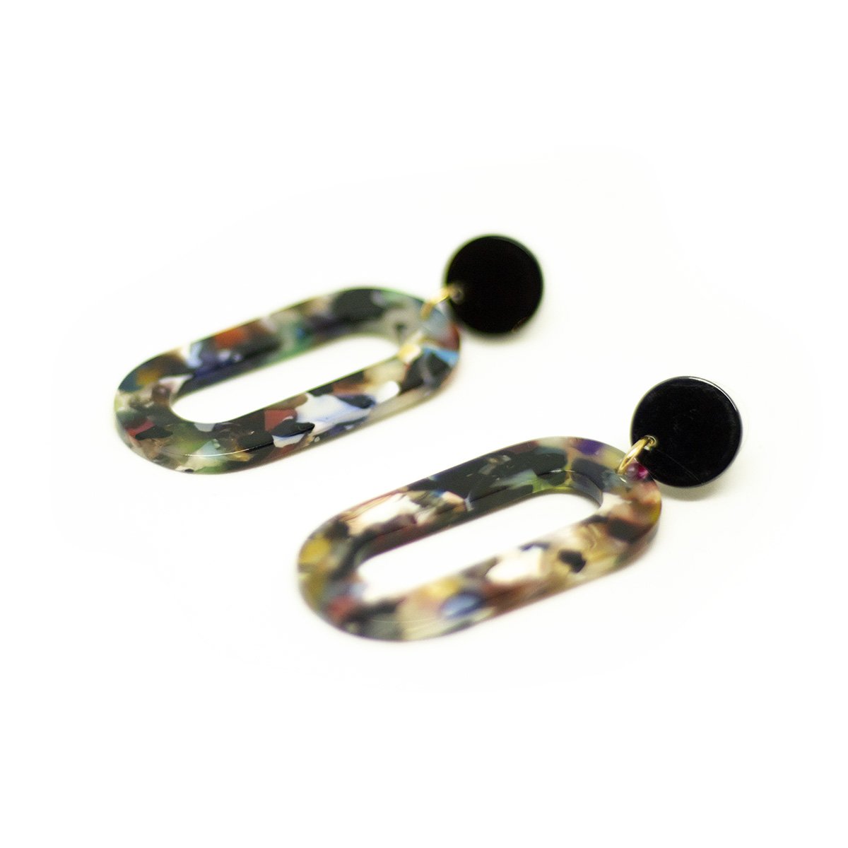 multi-colored acrylic ellipse earrings - een stip