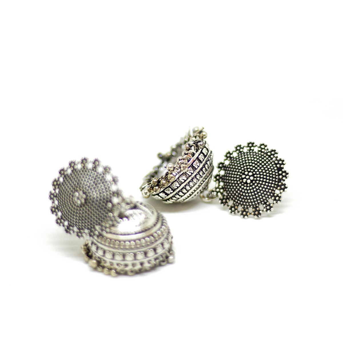 handmade silver coated necklace and earring set from India - een stip