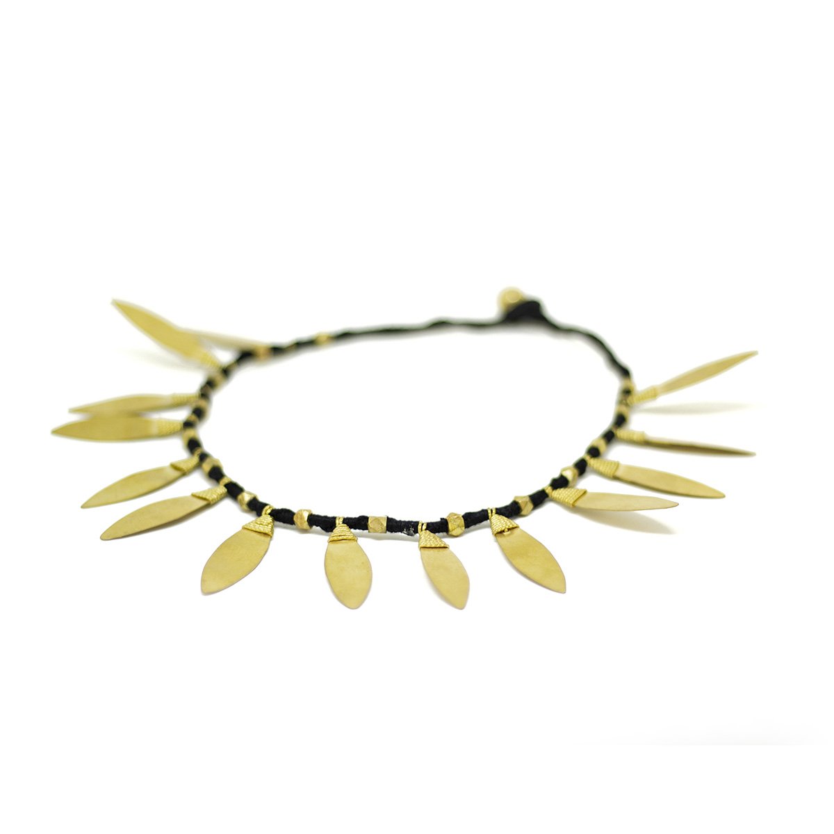 hand-braided brass necklace from India - een stip