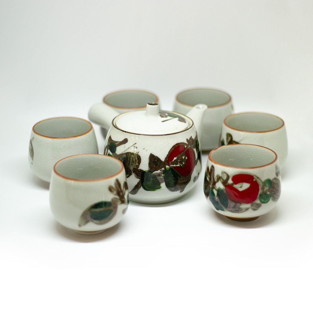yesterday tea drinking set with hand painted flowers - een stip