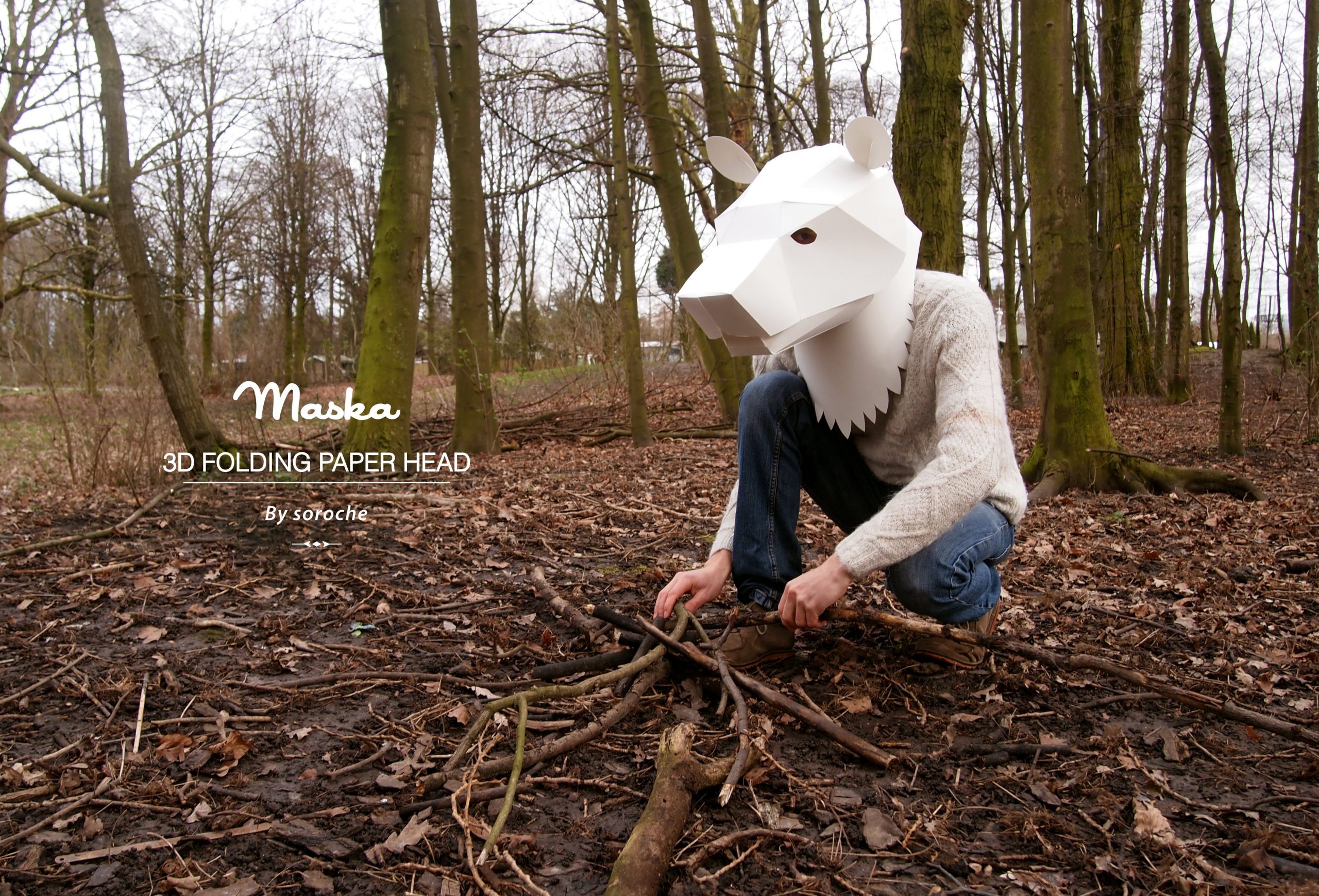 animal head vos hoofd papieren masker draagbaar samenstellen paper mask soroche een stip